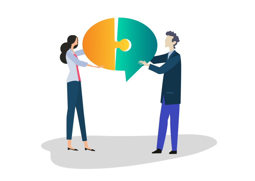 Businessmen registering a trust deed